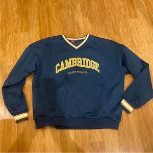 Edikted Navy Sweatshirt with Yellow and White Stripes